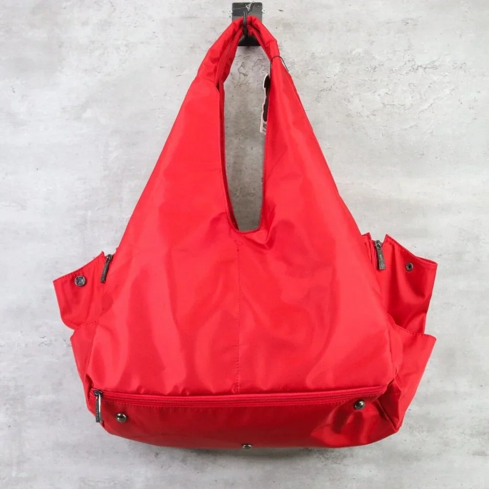 Miso Red Pet Tote - Stylish Travel Bag for Small Dog - full purse/computer space